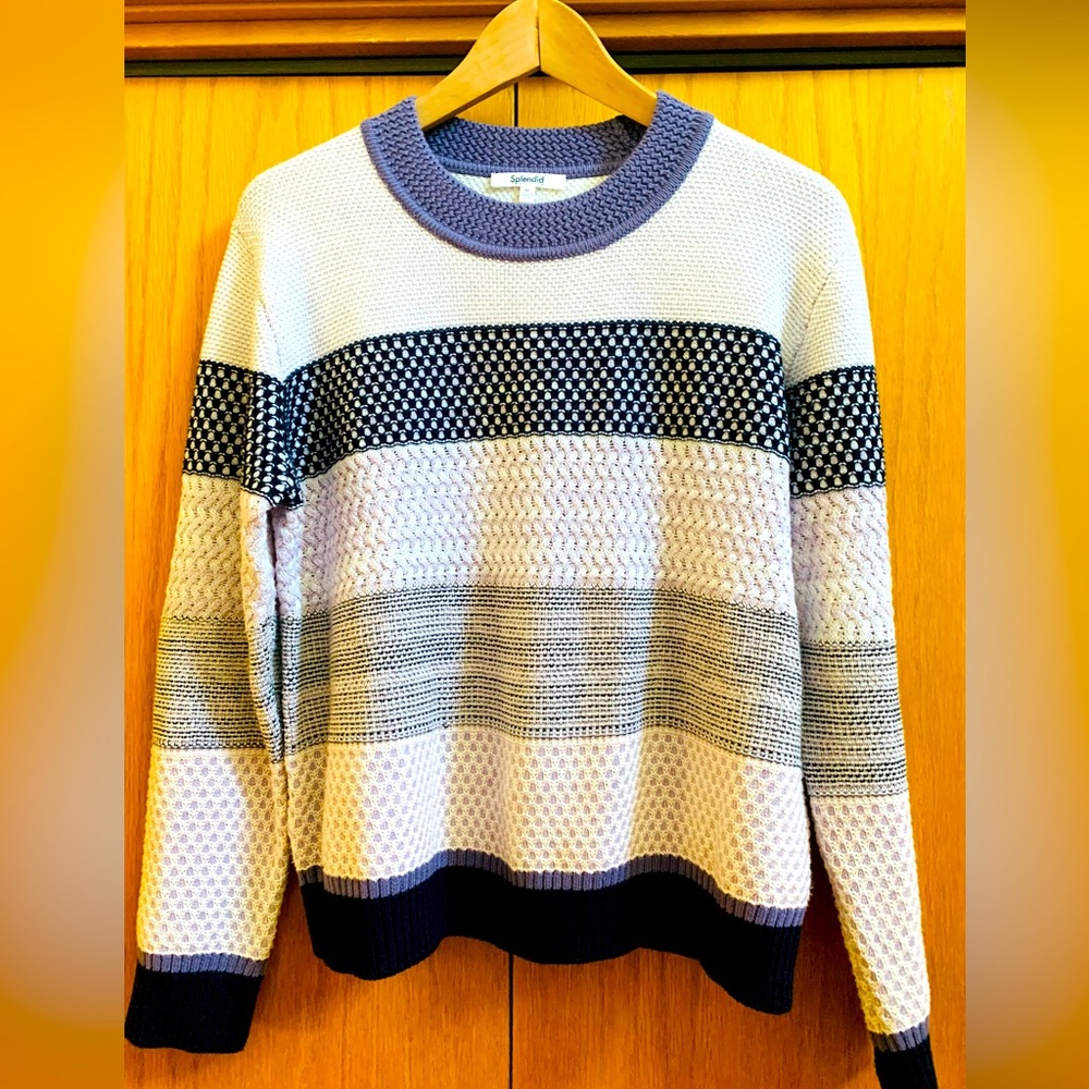 Women Splendid M Purple Tilly Cashmere-Viscose Knit Pullover Sweater Like New